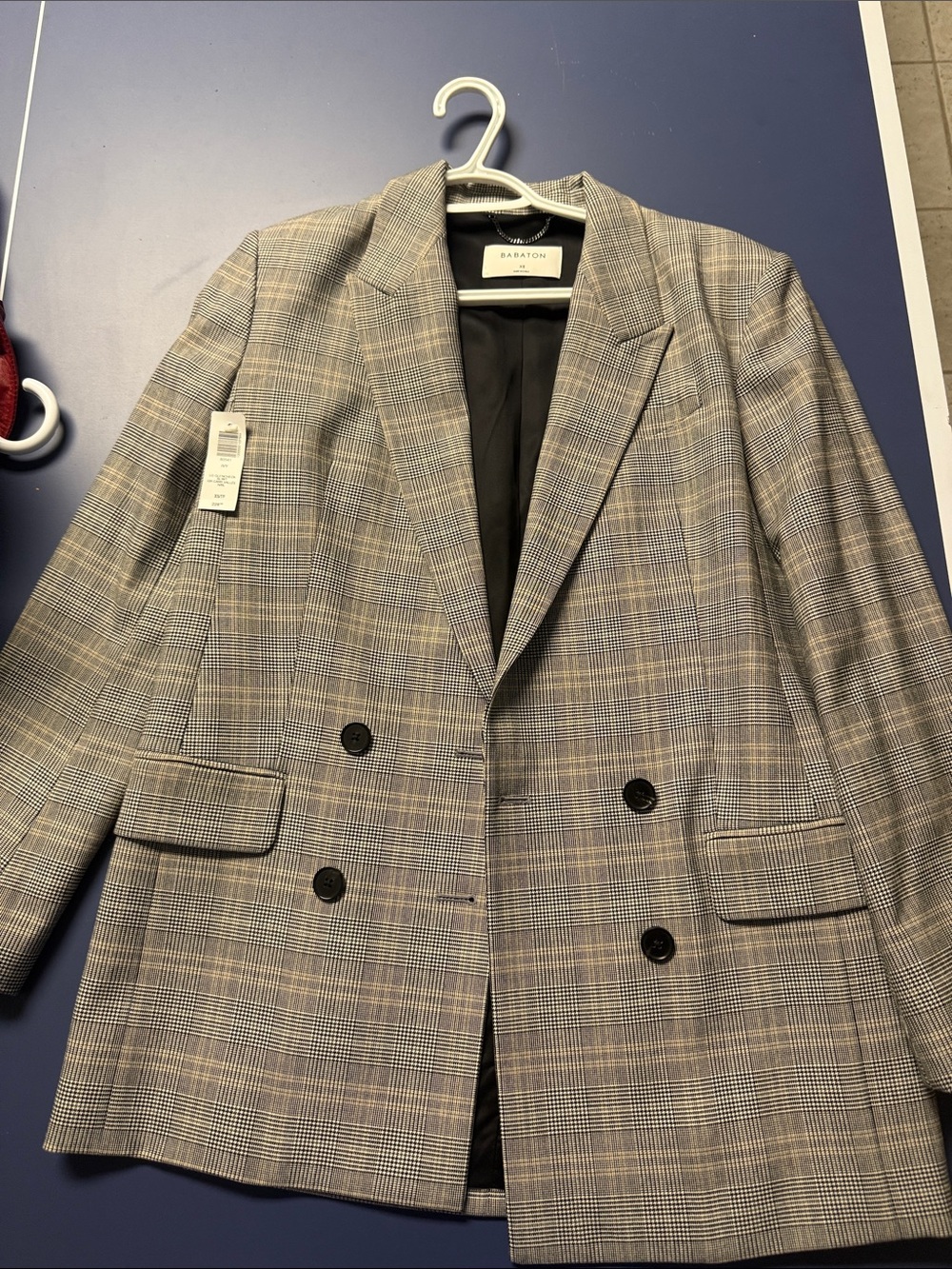 Babaton Plaid Double-Breasted Blazer